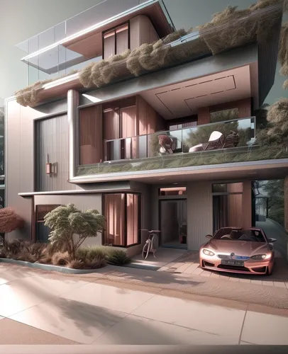 3d rendering,modern house,rendering,render,luxury home,modern architecture,underground garage,futuristic architecture,dunes house,smart house,crib,mid century house,3d rendered,concept art,development concept,luxury property,garage,residential,residential house,cubic house