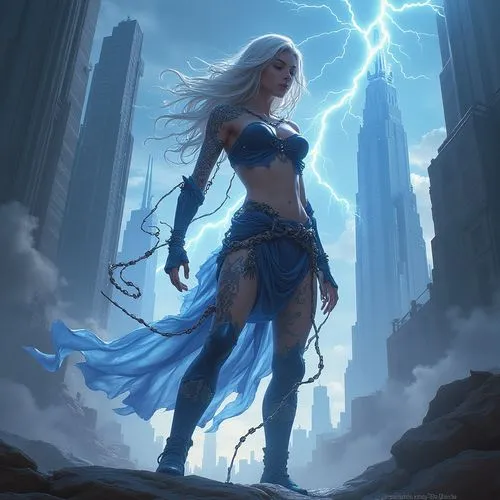 blue enchantress,seregil,sandahl,jaina,arianrhod,thundra,azure,sorceror,thunderer,aegon,elona,goddess of justice,edain,thingol,korana,wind warrior,bluefire,thunderstone,electrify,lightning,Conceptual Art,Sci-Fi,Sci-Fi 23