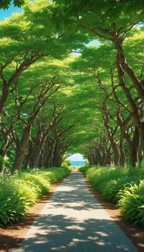 forest road,cartoon video game background,the road to the sea,maple road,tree lined path,tree lined lane,studio ghibli,forest path,tree lined,the road,cartoon forest,row of trees,sand road,tree grove,country road,road,tsumugi kotobuki k-on,mountain road,green forest,tree-lined avenue,Photography,General,Realistic