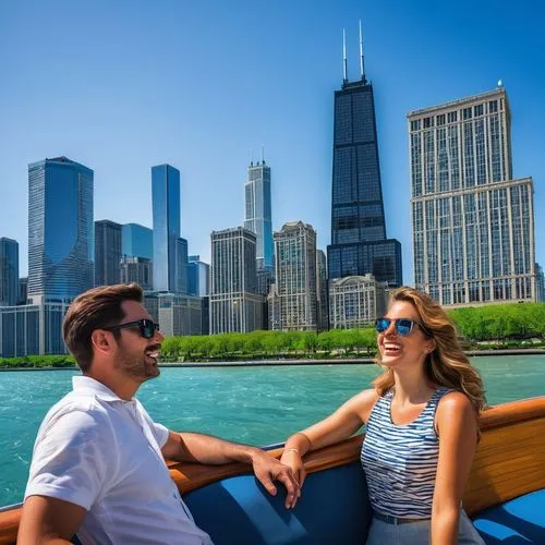 chicago skyline,chicagoan,chicago,chicagoans,chicagoland,navy pier,federsee pier,sears tower,lakefront,illinois,streeterville,illinoisan,boat ride,birds of chicago,illinoisans,great lakes,boaters,illinoian,bizinsider,honeymooners,Illustration,American Style,American Style 03