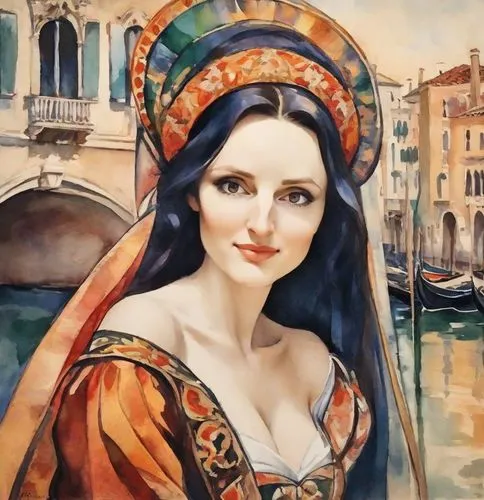 hallia venezia,lucrezia,venetia,principessa,venetians,the carnival of venice,Digital Art,Watercolor