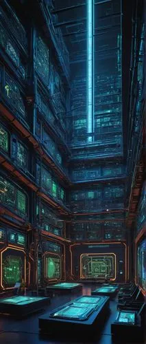 sulaco,mining facility,cyberia,cyberport,arktika,cybercity,cybertown,computer room,ufo interior,sector,cyberview,spaceship interior,the server room,undock,confinement,silico,cyberscene,data center,scifi,graecorum,Art,Artistic Painting,Artistic Painting 40