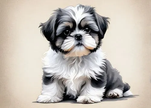 shih tzu,tibetan terrier,havanese,lhasa apso,shih poo,bearded collie,shih-poo,japanese chin,cavachon,maltepoo,morkie,pekingese,dog illustration,cavalier king charles spaniel,miniature schnauzer,king charles spaniel,biewer yorkshire terrier,dog breed,cute puppy,schnauzer,Conceptual Art,Fantasy,Fantasy 18