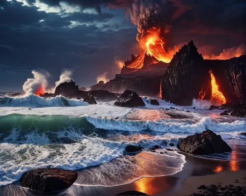 volcanic landscape,volcanic activity,eruptions,lava flow,volcanic,active volcano,Photography,General,Realistic