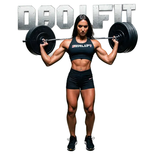 Deadlift logo, iron weights, bold font, metallic silver, rugged texture, strong composition, low-angle view, dramatic lighting, muscular arms, weightlifting gloves, intense facial expression, sweat dr