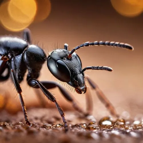 ant macro shot,a close up of two large ants on a piece of wood,glossy black wood ant,ant,black ant,myrmica,camponotus,lasius,Photography,General,Commercial