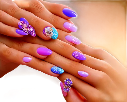 artificial nails,nail design,nail art,violet flowers,nails,purple glitter,blue violet,jeweled,nail care,lavander products,nail polish,manicure,gemstones,hand painting,fingernail polish,violet colour,nail oil,jewelries,nail,violets,Illustration,Realistic Fantasy,Realistic Fantasy 03