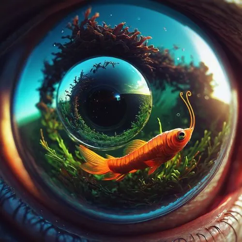 fish eye,peacock eye,little planet,lensball,fisheye lens,crocodile eye,eye,macro world,tiny world,earth in focus,eyeball,pond lenses,eye ball,cosmic eye,abstract eye,terrarium,porthole,fractals art,3d fantasy,magnifying lens,Conceptual Art,Fantasy,Fantasy 21