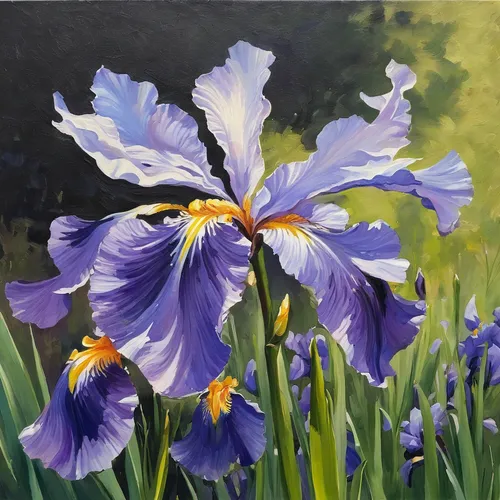 purple irises,irises,swamp iris,wild iris,iris,algerian iris,iris japonica,tommie crocus,iris reticulata,tulipan violet,flower painting,iris versicolor,daffodils,carol colman,iris family,crocus flowers,crocuses,bluebells,spring flowers,narcissus,Conceptual Art,Oil color,Oil Color 06