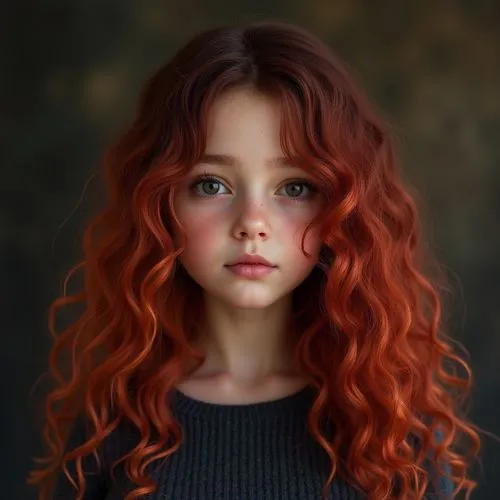 girl portrait,young girl,red long hair,Photography,General,Realistic