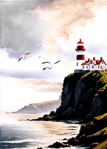 lighthouses,lighthouse,red lighthouse,light house,electric lighthouse,petit minou lighthouse,lightkeeper,light station,crisp point lighthouse,nubble,phare,point lighthouse torch,storybrooke,world digital painting,battery point lighthouse,pigeon point,capeside,lambrook,raincoast,lightkeepers,Illustration,Japanese style,Japanese Style 06