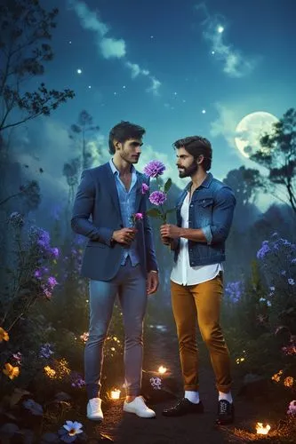 friendly werewolf holds a flower to an attractive young man with short hair.,Does size matter?,nagarajan,subramanyam,kadhal,behindwoods,kaadhal,rajamouli,Photography,General,Cinematic