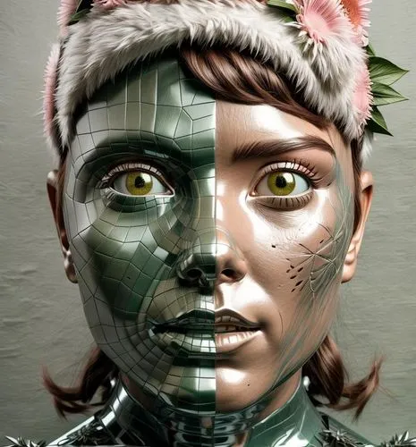 cyborg,cyberdog,transhuman,transhumanism,cyborgs,automatica,cybernetic,cybernetically,fembot,automaton,humanoid,robosapien,afrofuturism,cybernetics,cyberpunks,retro christmas girl,digiart,ai,deprogrammed,christmas woman