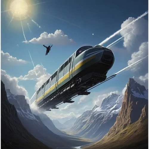 sky train,high-speed train,skyrail,skycycle,high speed train,eurostar,Conceptual Art,Sci-Fi,Sci-Fi 25