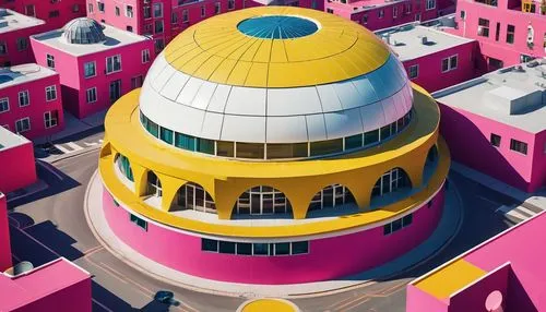 roof domes,pink city,musical dome,cupolas,rotunno,popmart,discoideum,dome roof,isometric,radome,round hut,colorful city,housetop,domes,round house,odomes,colorful facade,pink vector,mvrdv,lazytown,Photography,Documentary Photography,Documentary Photography 35