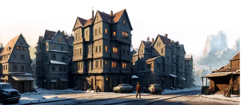 hogsmeade,townscapes,winterfell,medieval street,darktown,syberia,ravenloft,medieval town,neverwinter,riftwar,coldharbour,hamelin,winter village,townscape,townhouses,bryggman,diagon,neverwhere,dickensian,icewind,Illustration,Realistic Fantasy,Realistic Fantasy 28