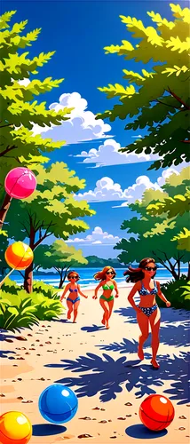 windjammers,beach sports,beach goers,summer background,cartoon video game background,bathers,summer beach umbrellas,water game,parodius,umbrella beach,maracas,beach volleyball,retro background,summer icons,sunsoft,beachvolley,scummvm,sega genesis,sunbathers,vacansoleil,Illustration,American Style,American Style 13