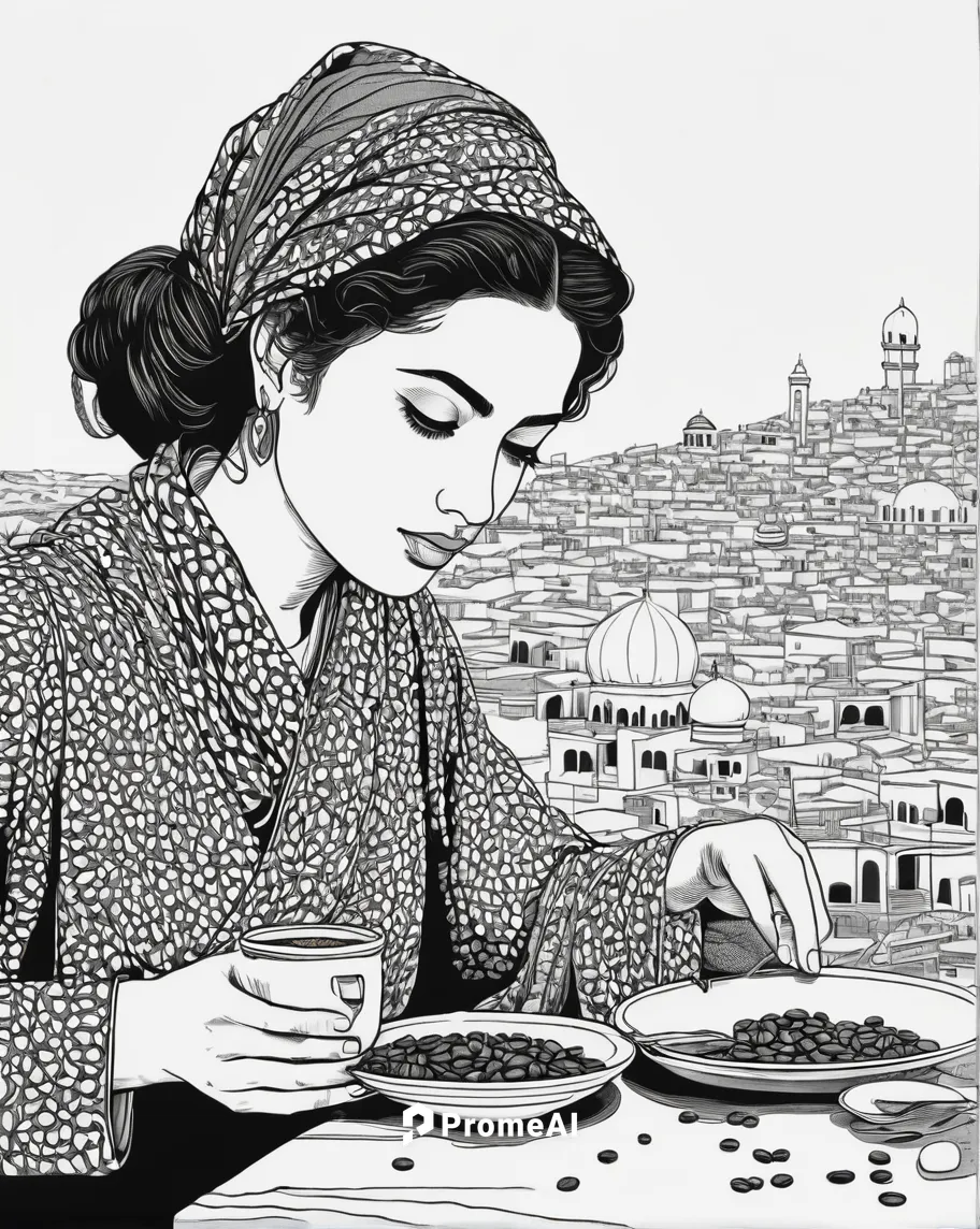 Craft a thoughtful essay exploring the cultural significance of arabica coffee in Arab countries.,za'atar,turkish coffee,middle-eastern meal,jordanian,arabic coffee,iranian cuisine,woman drinking coff