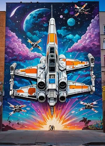 x-wing,mural,space ships,spaceships,albuquerque,graf-zepplin,sci - fi,sci-fi,reykjavik,millenium falcon,space art,spaceship space,lando,brooklyn street art,graffiti art,denver,astro,falcon,palo alto,starship,Conceptual Art,Graffiti Art,Graffiti Art 07