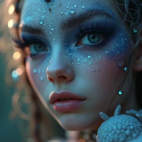 the snow queen,fairie,faery,ice queen,blue snowflake,fantasy portrait,Photography,Fashion Photography,Fashion Photography 01