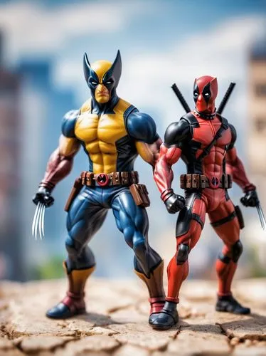 wolverine,toy photos,collectible action figures,deadpool,comic characters,thunderbolts,Unique,3D,Panoramic