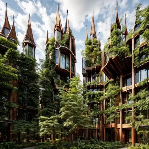 eco-construction,eco hotel,kirrarchitecture,greenforest,urban design,ecologically friendly,cube stilt houses,ecological sustainable development,corten steel,wooden construction,futuristic architecture