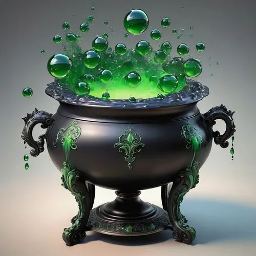 cauldron,tureen,caldron,green bubbles,green black,cauldrons,Conceptual Art,Fantasy,Fantasy 24