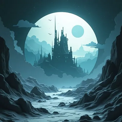 lunar landscape,cartoon video game background,halloween background,ghost castle,haunted castle,castlevania,mobile video game vector background,moonscape,ravenloft,fantasy city,fantasy landscape,haunted cathedral,dark world,spires,bioshock,lucasarts,moonbase,sci fiction illustration,undercity,darklands,Unique,Paper Cuts,Paper Cuts 10