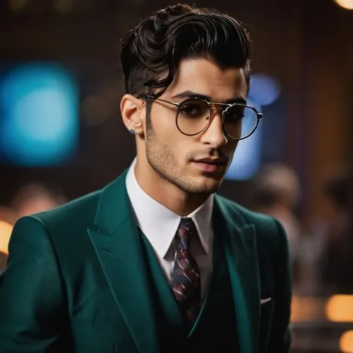 Zayn Malik as Edward Nygma,zayn,zain,afgan,sprezzatura,red green glasses,silver framed glasses,smart look,avan,maliks,zayid,debonair,pakistani boy,zaim,men's suit,darren,slytherin,sportcoat,natekar,ha