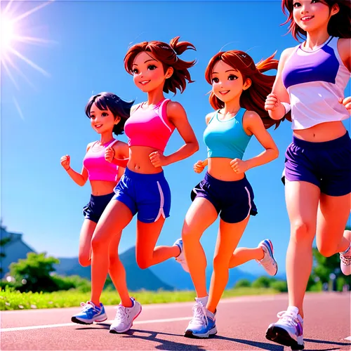 chipettes,track,running,ekiden,aerobic,female runner,track and field,jog,jogged,runners,jogging,to run,tokyo summer olympics,idolmaster,exercise,sports exercise,run,workout icons,imageworks,running fast,Illustration,Japanese style,Japanese Style 02