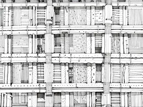 lattice windows,frame drawing,slat window,wireframe,structure artistic,ventilation grid,wireframe graphics,entablature,facade panels,lattice window,scaffold,wooden facade,row of windows,glass facades,steel scaffolding,horizontal lines,scaffolding,pallets,window frames,squared paper,Design Sketch,Design Sketch,None