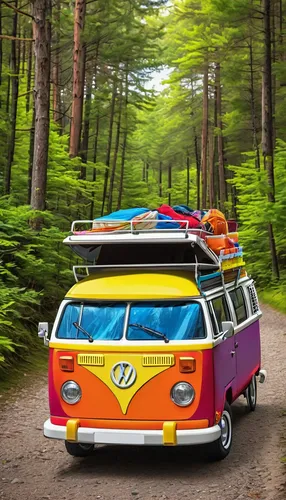 Design a collapsible luggage rack for a camper van in a summer adventure.,vwbus,campervan,vw camper,vw bus,buffalo plaid caravan,vw van,vanagon,volkswagenbus,camper van isolated,teardrop camper,camper