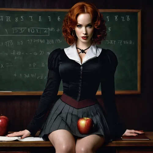 teacher,physicist,blackboard,tutor,school skirt,red apple,black widow,professor,science education,blackboard blackboard,mathematics,academic,librarian,teach,school uniform,detention,red apples,back to school,differential calculus,mathematical,Conceptual Art,Fantasy,Fantasy 34