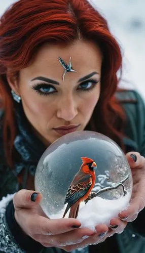 crystal ball-photography,red breast,crystal ball,snow globes,snow globe,frozen bubble,robin redbreast,glass ornament,cardinals,snowglobes,mina bird,red cardinal,ice ball,redbreast,cardinal,photoshop manipulation,a ball in the snow,ornithology,rosella,photomanipulation,Photography,General,Cinematic