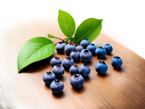 Blueberry, still life, detailed texture, juicy surface, green leaves, wooden table, morning light, shallow depth of field, warm color tone, cinematic lighting, 3/4 composition, close-up shot, realisti