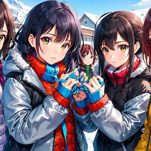 haruhi suzumiya sos brigade,imas,love live,idolmaster,yuki nagato sos brigade,winter clothing,Anime,Anime,General