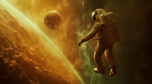 fire planet,sci fiction illustration,heliosphere,space art,pillars of creation,andromeda,descent,nebula guardian,pillar of fire,torch-bearer,space-suit,burning earth,binary system,space walk,cone nebu