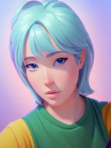 a young lady with a light blue hair,kamille,sonika,kula,franziska,innes,riven,Common,Common,Cartoon