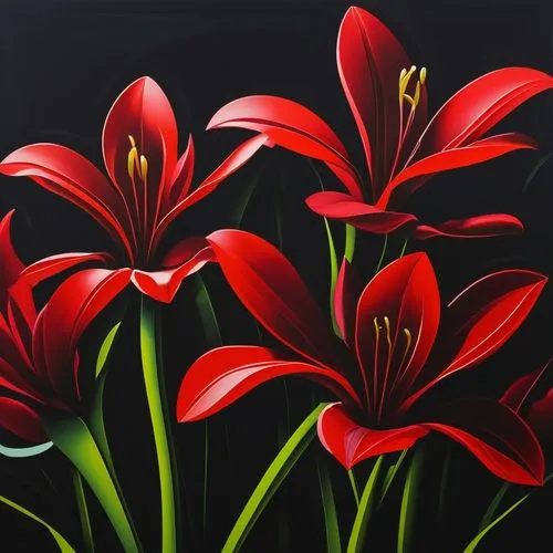 red tulips,flowers png,lillies,flower painting,tulipa,red flowers,Art,Artistic Painting,Artistic Painting 34