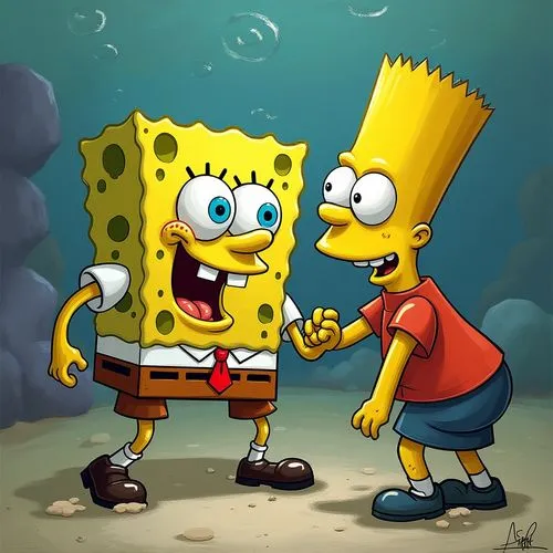 hillenburg,sponsons,sponged,spongers,sponson,squarepants,Conceptual Art,Oil color,Oil Color 04