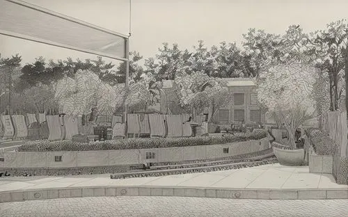 the garden society of gothenburg,trees with stitching,plane trees,garden elevation,winter garden,3d rendering,landscape plan,the old botanical garden,graphite,korean village snow,gardens,snow trees,landscape design sydney,snow scene,model house,virtual landscape,rosarium,house drawing,garden design sydney,glasnevin,Art sketch,Art sketch,Traditional