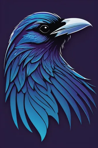 Create a sleek and modern Baltimore Ravens logo with a stylized raven silhouette, using cool blue tones for a sophisticated and contemporary look.,raven rook,magpie,twitter logo,raven bird,eagle illus