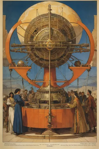 orrery,geocentric,astronomical clock,scientific instrument,copernican world system,harmonia macrocosmica,sun dial,pendulum,armillary sphere,sundial,mobile sundial,pioneer 10,magnetic compass,planetarium,panopticon,gyroscope,ship's wheel,astronomer,terrestrial globe,planisphere,Illustration,Paper based,Paper Based 23