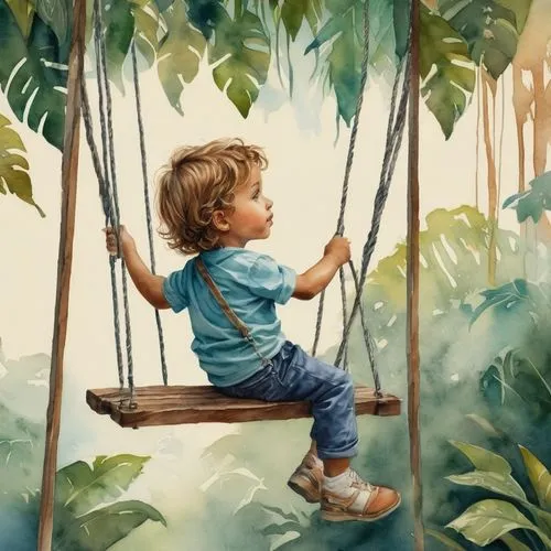 wooden swing,empty swing,hanging swing,garden swing,tree swing,swinging,golden swing,tropical bird climber,child in park,swing set,children's background,kids illustration,child portrait,watercolor background,child's frame,swing,rope swing,digital painting,child playing,watercolor painting,Photography,General,Fantasy