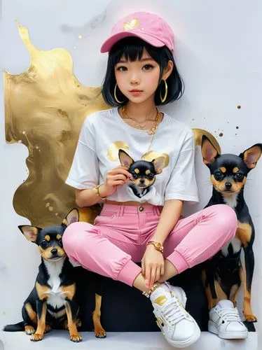 girl with dog,kids illustration,toy manchester terrier,dog illustration,japanese terrier,miniature pinscher,world digital painting,anime japanese clothing,digital painting,pinscher,tibet terrier,shiba,toy fox terrier,children's background,portrait background,kid dog,digital art,chihuahua,fashion vector,color dogs,Conceptual Art,Fantasy,Fantasy 03