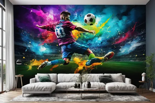 Unleash your passion for football with a wide range of vibrant wallpapers.,wall & ball sports,wall art,wall decor,wall decoration,sports wall,wall sticker,footballer,great room,soccer kick,soccer play