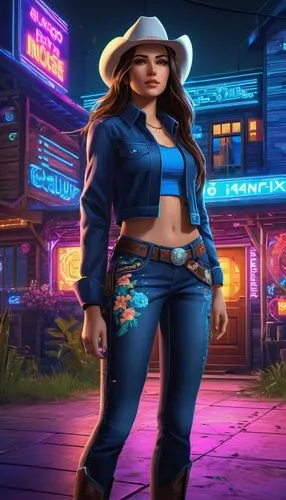 cowgirl,country-western dance,rosa ' amber cover,rodeo,cheyenne,bluejeans,jeans background,rosa cantina,wild west,girl with a gun,dodge la femme,game illustration,vendor,sheriff,girl with gun,denim background,americana,the hat-female,retro woman,western,Conceptual Art,Sci-Fi,Sci-Fi 26