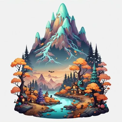 autumn mountains,mountain scene,mountain landscape,mountains,landscape background,mountain world,Illustration,Abstract Fantasy,Abstract Fantasy 11