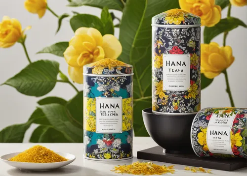 Create a promotional tagline for Hana Tea's energizing blend.,tanacetum balsamita,jasmine tea,johannis herbs,siam rose ginger,tea flowers,tea candles,ylang-ylang,punjena paprika,crape jasmine,ivan-tea