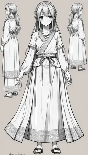 hanbok,ancient costume,bridal clothing,nightgown,cloth doll,hoopskirt,overskirt,bridal dress,wedding dress,country dress,a girl in a dress,gown,line art children,stechnelke,ghost girl,priestess,traditional costume,costume design,sun bride,jessamine,Unique,Design,Character Design